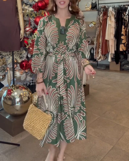Kleid Boho-Stil V-Ausschnitt Resort
