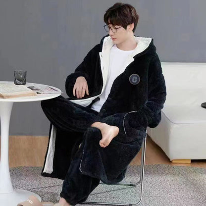 Fleece Hooded Loungewear Set with Pockets for Men - Diletta