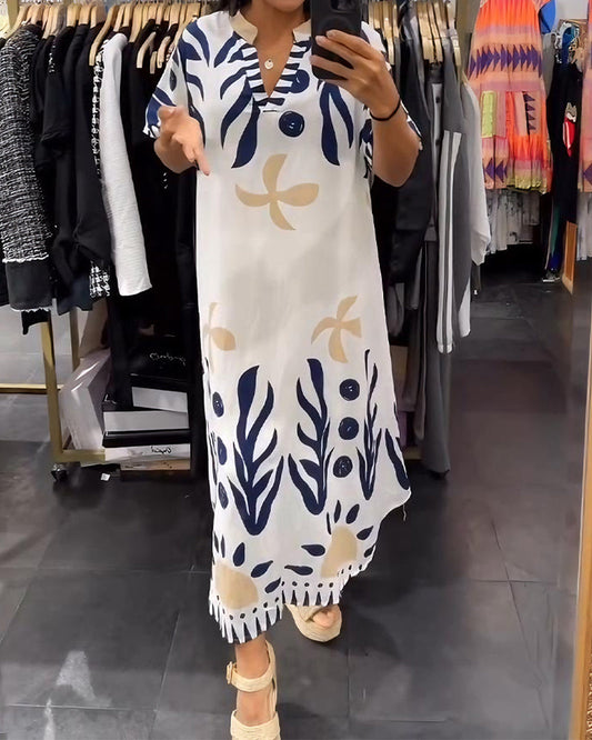 Kleid Blumenprint V-Ausschnitt