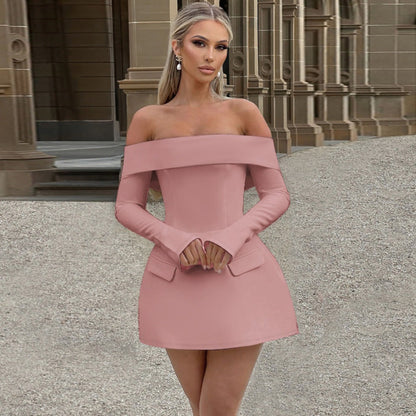 Off Shoulder Long Sleeve Mini Dress for Women - Norma