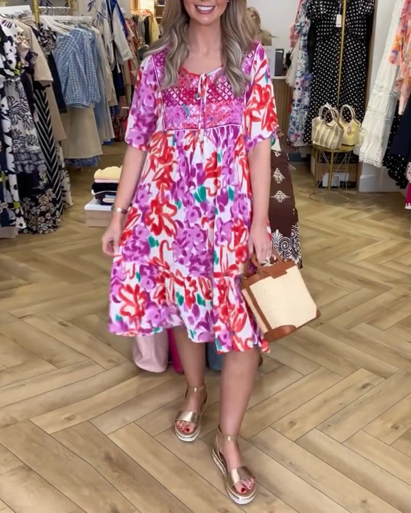 Kleid Rundhals A Saum