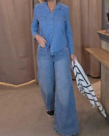 Hemd einfarbig Kragen Denim