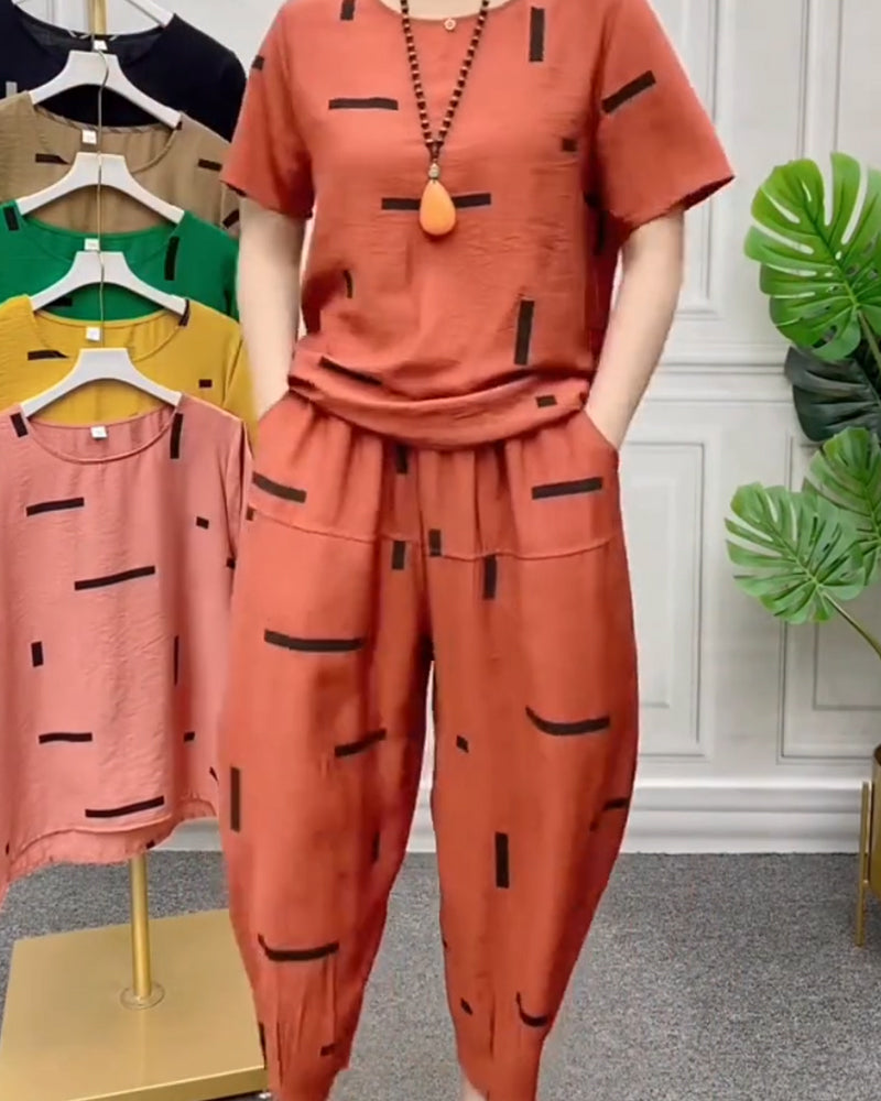 Zweiteilig Set Geometrisch Druck Lässig