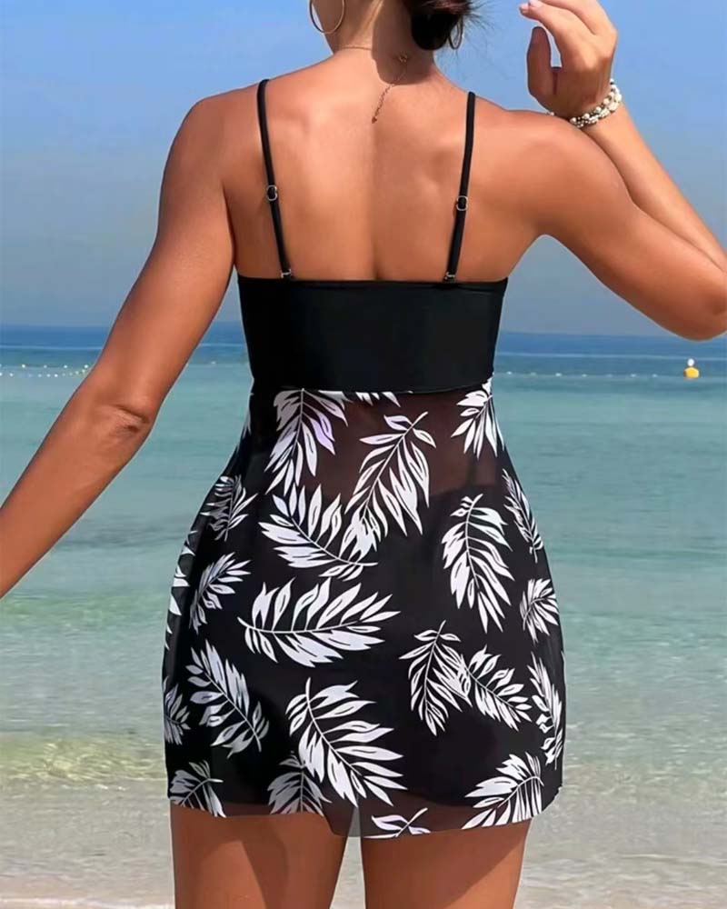 Tankini Sexy Gedruckt Mesh