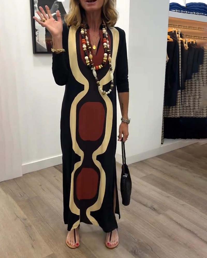 Kleid V-Ausschnitt bedruckt Streetstyle