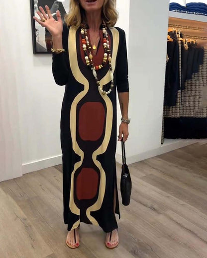 Kleid V-Ausschnitt bedruckt Streetstyle
