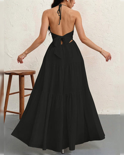 Kleid Mode Uni Halter