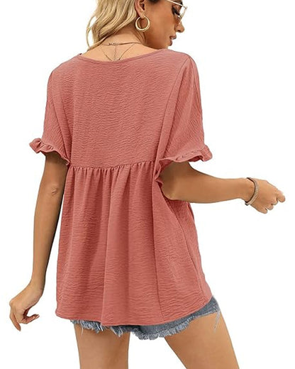Bluse Lässig Rüsche Loose Fit