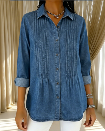 Hemd Uni Plissiert Denim