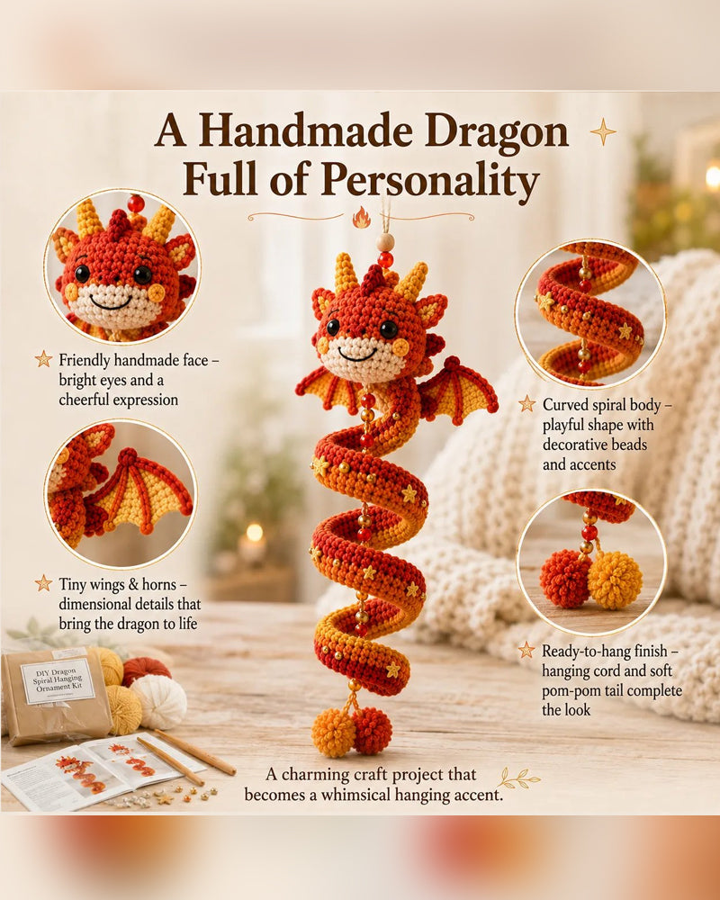 🐉 Anfängerfreundliches DIY-Set für ein verzaubertes Drachen-Spiral-Hängeornament | Komplettset inklusive aller Werkzeuge und einer Schritt-für-Schritt-Anleitung 💕