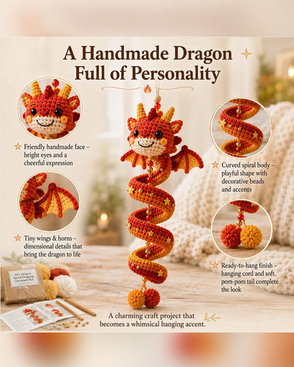 🐉 Anfängerfreundliches DIY-Set für ein verzaubertes Drachen-Spiral-Hängeornament | Komplettset inklusive aller Werkzeuge und einer Schritt-für-Schritt-Anleitung 💕