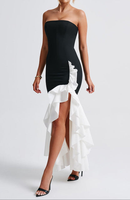 Pierina Maxikleid – Schwarz/Weiß