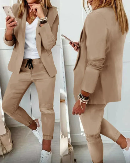 Anna Kordelzug-Hose und Blazer-Jacke im Set