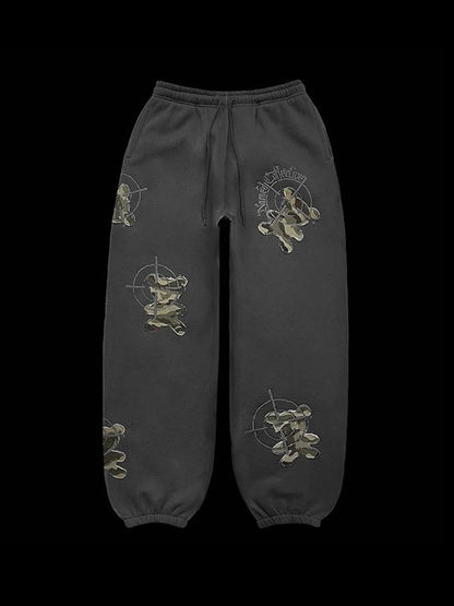Mehrfarbige Y2K Bären Print Sweatpants