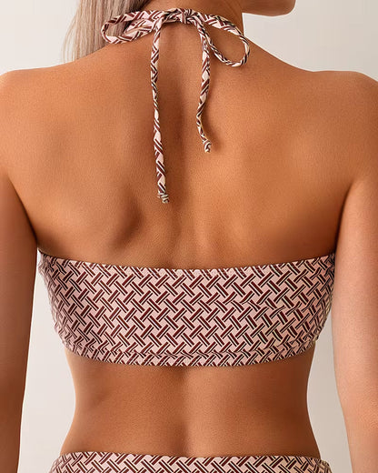 Bikini Urlaubs-Stil Geometrisch Halsschlaufe Zweiteiler