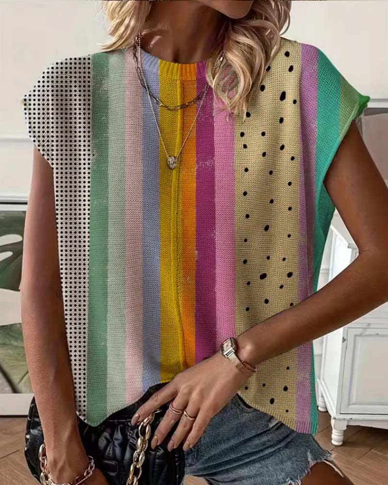 Pullover Gepunktet Regenbogenstreifen