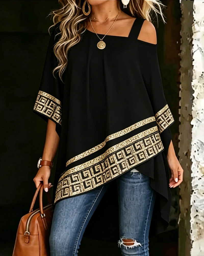 Bluse Schulterfrei Mode Asymmetrisch