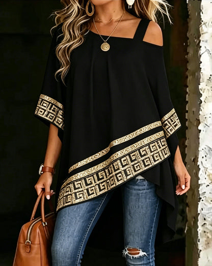Bluse Schulterfrei Mode Asymmetrisch