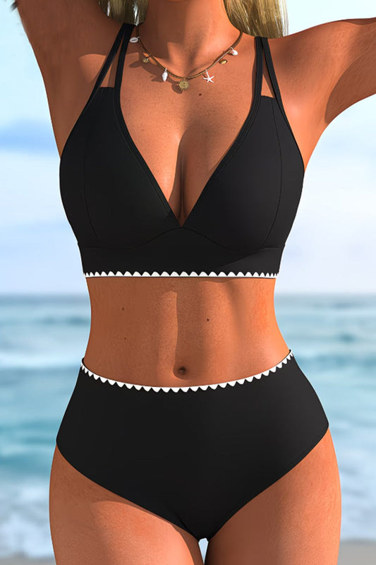 Bikini Zwei-Schulterträger Kontrastbesatz