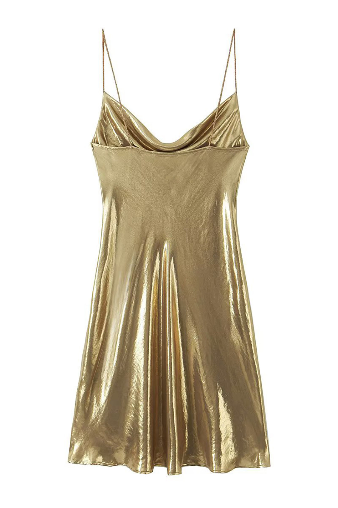 Y2K Cowl Neck Metallic Slip Minikleid