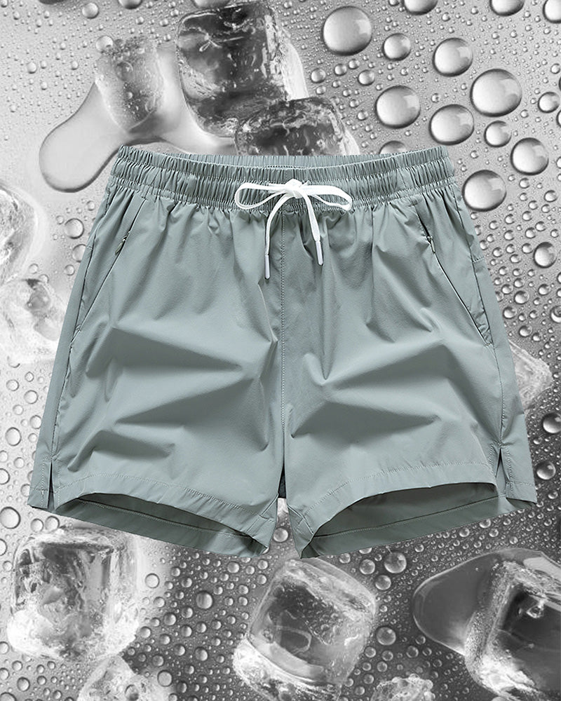 Shorts Männer Elastischer Bund Tasche Schnelltrocknend Eis-Seide Sport