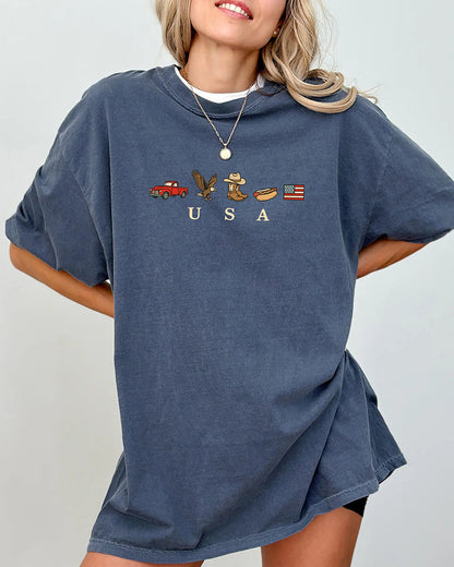 T-Shirt Lässig Loose-Fit Buchstabenprint