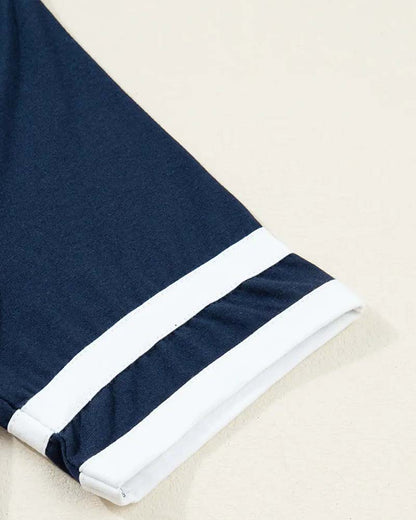 T-Shirt kleiner V-Ausschnitt Colorblock