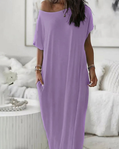 Kleid Unifarben Lang Casual