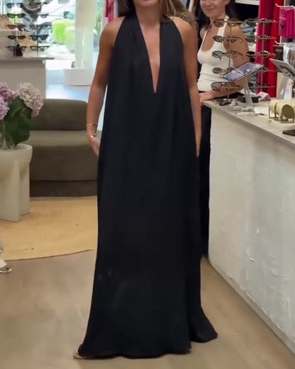 Kleid Elegant Ärmellos Bodenlang