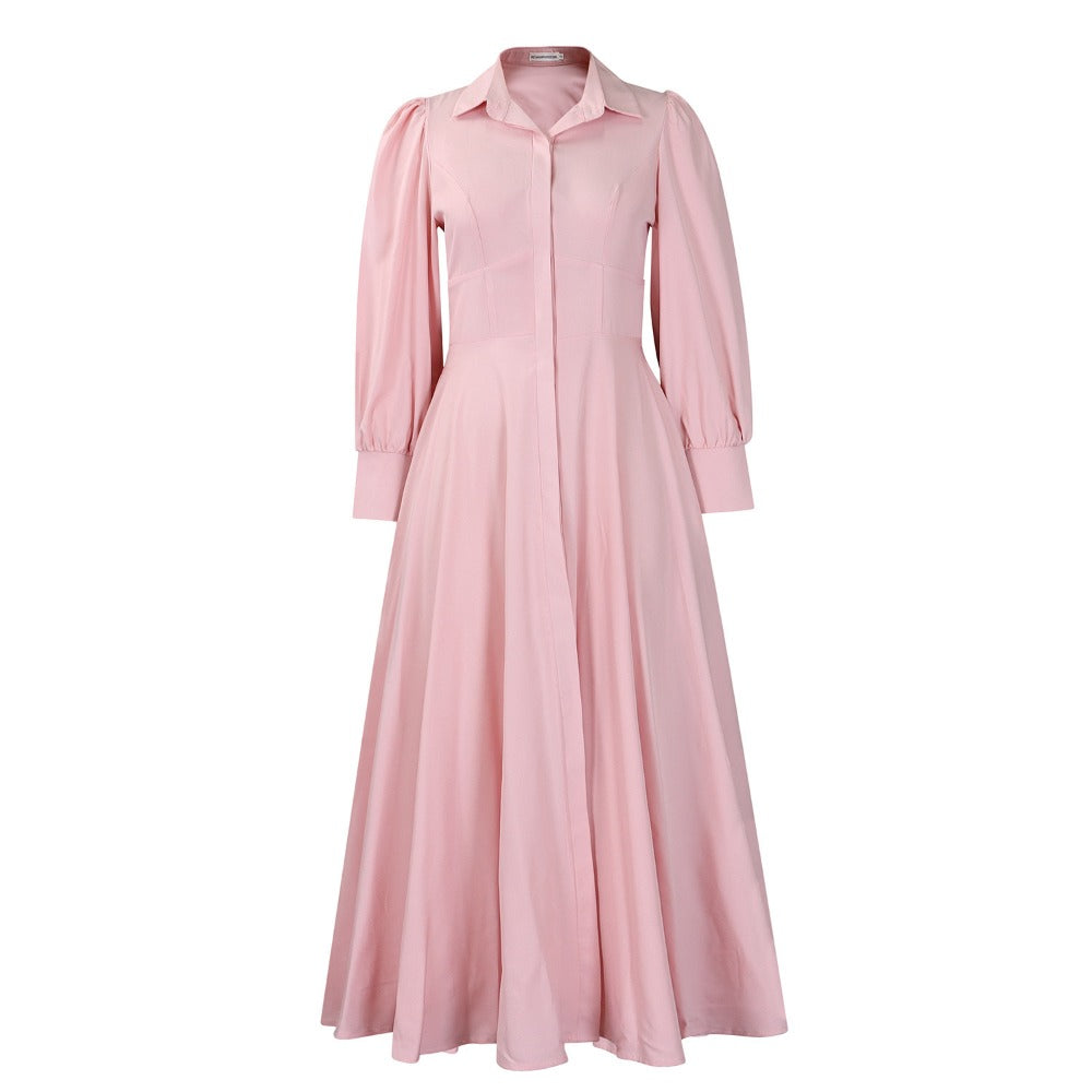 Button Down Maxi Dress with Long Sleeves for Women - Olga