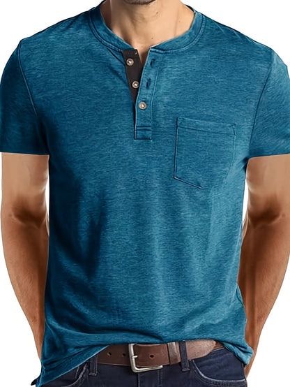 Blue Henley T-Shirt - Chris