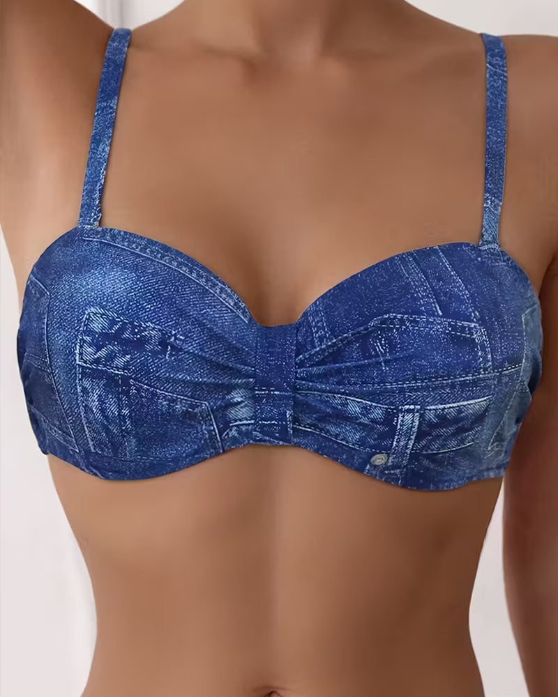 Bikini Vintage Gedruckt Spalt
