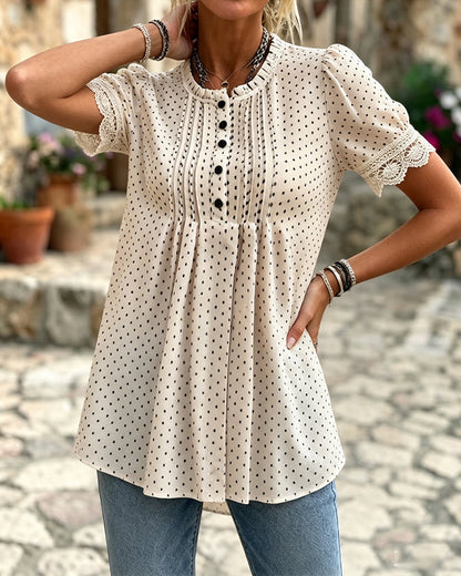 Bluse Puffärmel Polka Dot