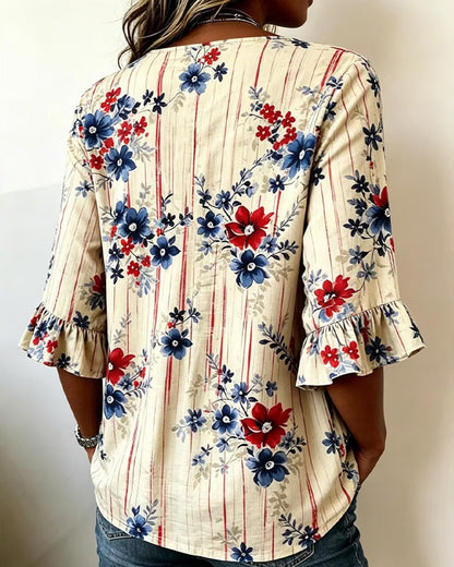 Bluse Bedruckt Rüschenärmel