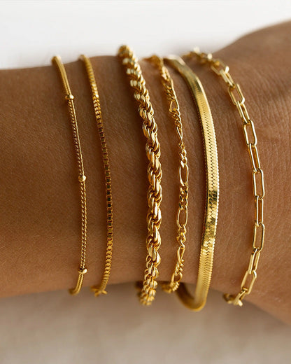 Modisches Schlankes Stapelbares Cuban‑Link‑Armband‑Set