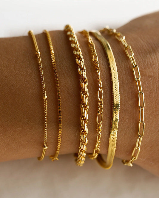 Modisches Schlankes Stapelbares Cuban‑Link‑Armband‑Set