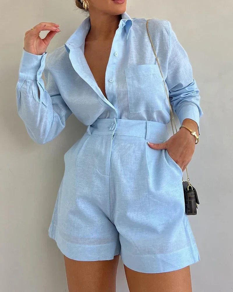 Light blue shirt and shorts set - Emma