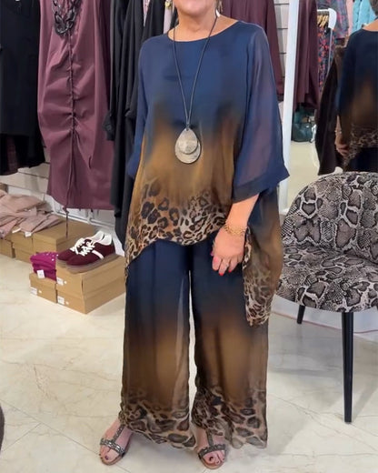 Two-Piece Sets Ombré Leopardendruck Mode