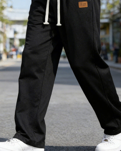 Herren Hose Lässig Kordelzug Gerades Bein