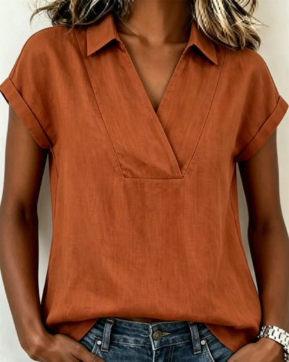 Bluse Unifarben Kurzarm locker