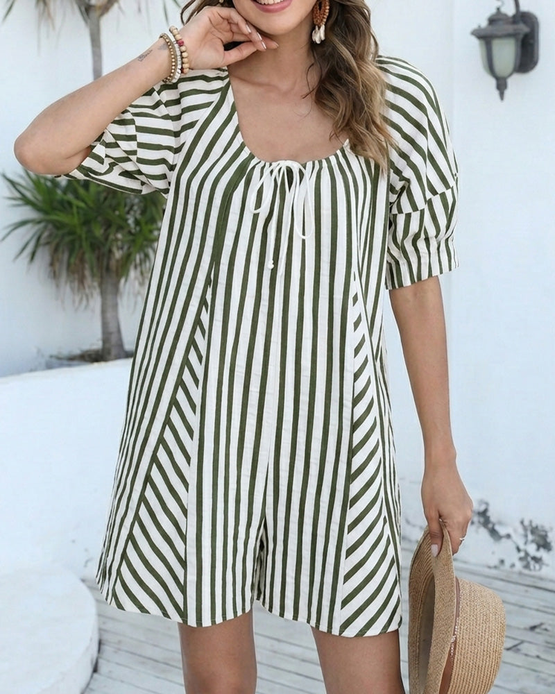 Overall Gestreift Locker Shorts