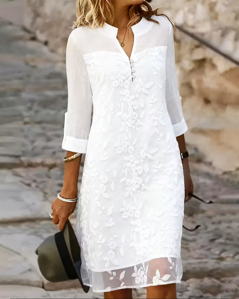 Kleid strapazierfähig bestickt einfarbig