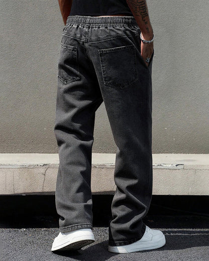 Herren Jeans Vintage Gummibund Weites Bein