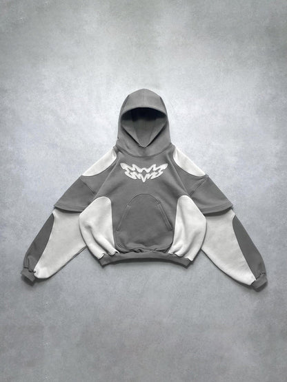 Grauer Vintage Übergroßer Hoodie Für Herren