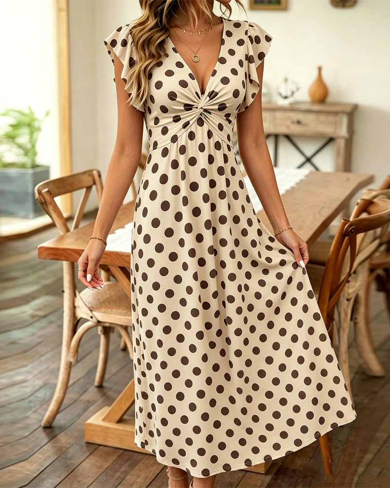 Kleid Gerüscht Tupfen