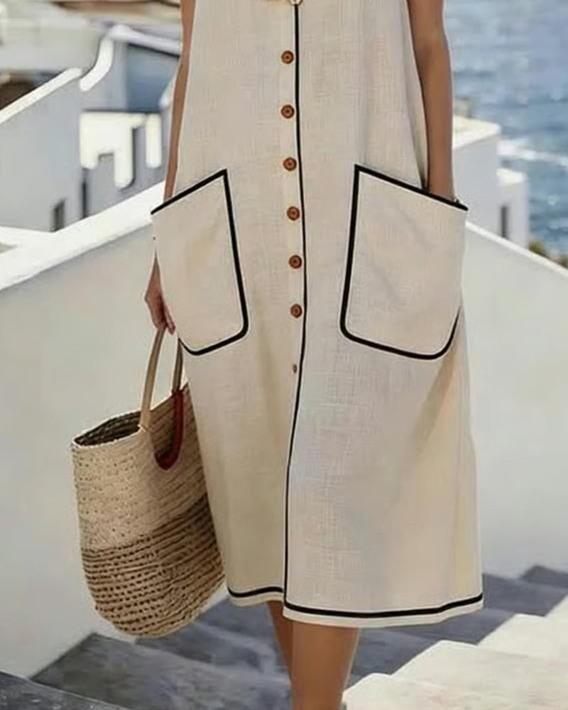 Kleid Kontrastbesatz Shift