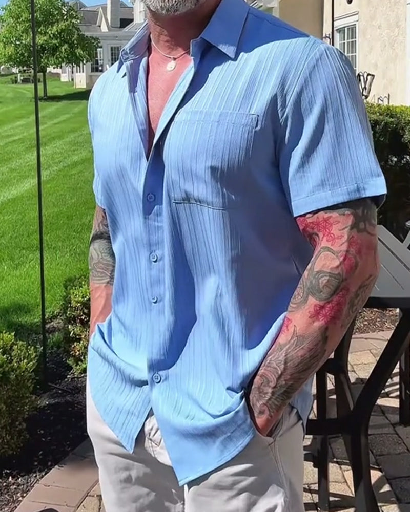 Hemd Unifarben Kurzarm Casual