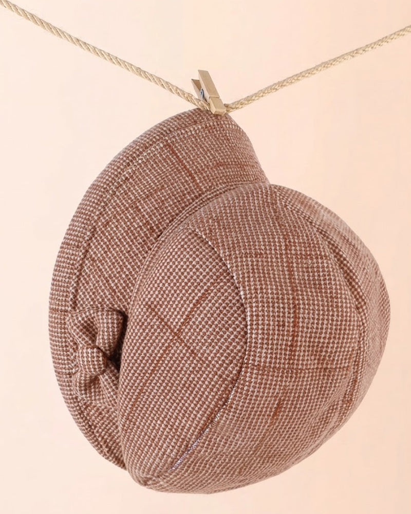 Damen Elegante Karomuster Schleife Dekor Baskenmütze