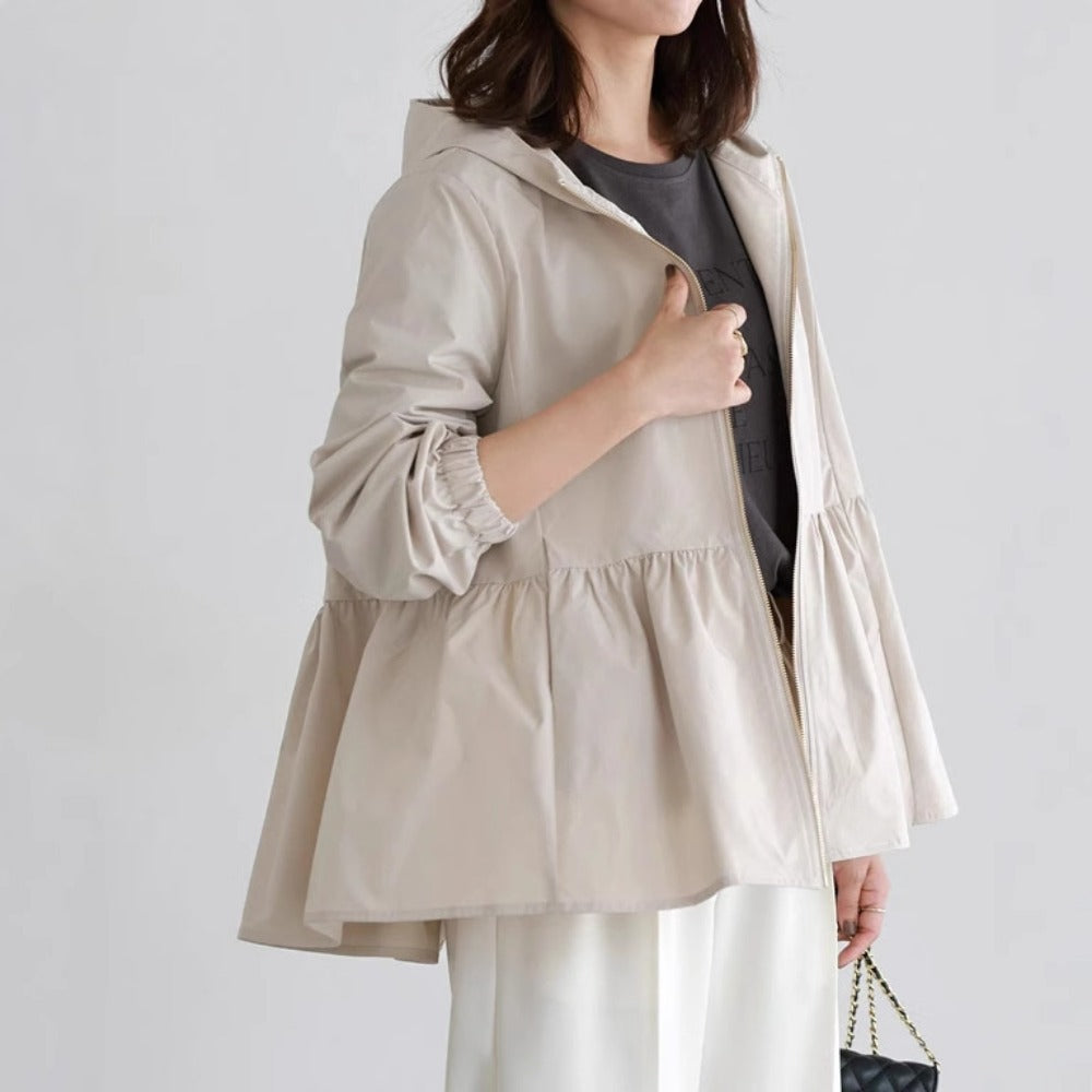 Hooded Long Sleeve Jacket with Pockets for Women - Fernanda