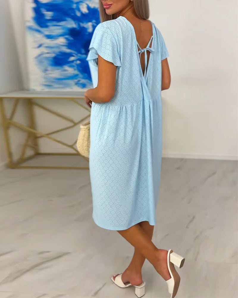 Kleid einfarbig rückenfrei Ausschnitt Maxi
